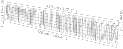 Miniatura 7 de vidaXL Gabion - Maceta de pared (177.2 x 11.8 x 19.7 in), diseño de flores