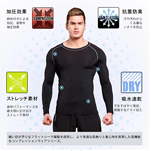 Muxuryee コンプレッション ウェア 加圧シャツ メンズ 長袖 
