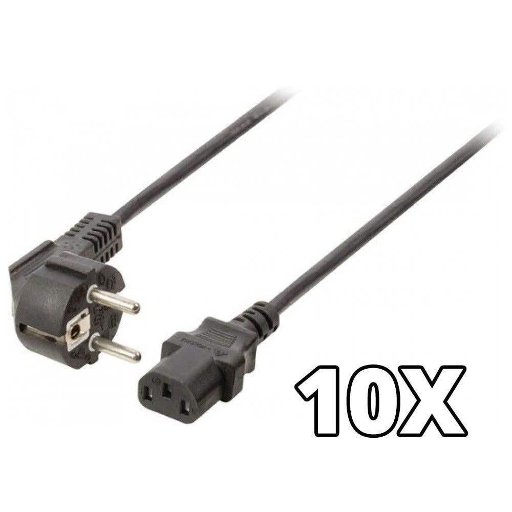 Stromkabel Set - 10x Netzkabel 1,8 Meter - Kaltgerätekabel - Kaltgeräte Strom Kabel Schutzkontakt Stecker Typ F - Kaltgerätekupplung C13 Buchse PC Computer Monitor Drucker Beamer