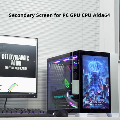 Image of wisecoco 14 Inch LCD Screen for Lian Li O11 Mini PC Case FHD 1920x1080 Laptop Screen Replacement PC Secondary Display HDMI 72% NTSC(White)