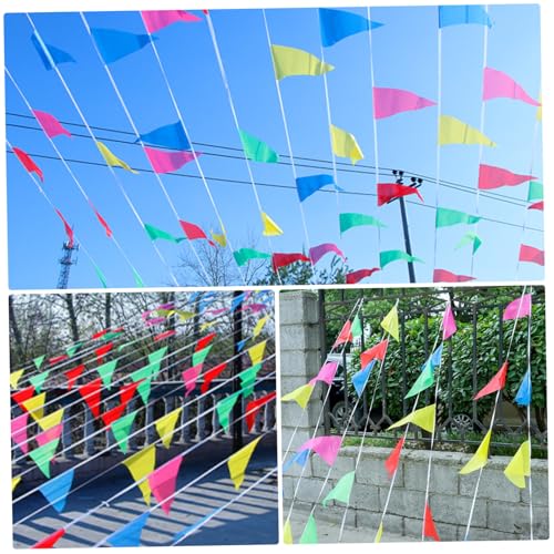 Banderas triangulares coloridas de 328 pies para fiestas de carnaval 8