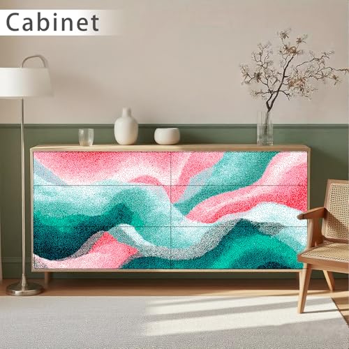 Image of Nuxovilar Green Pink Marble Swirl Wallpaper Peel Stick 15.75x39.37