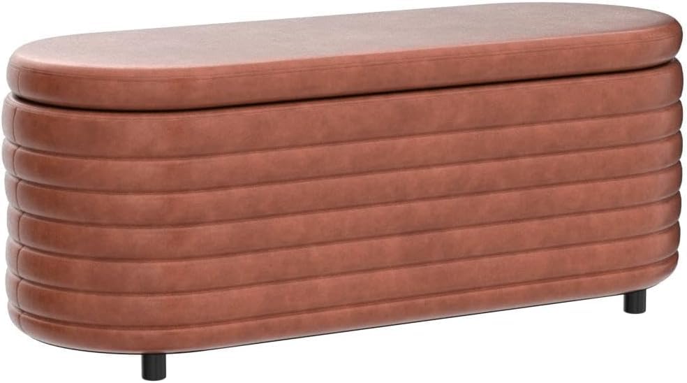 Fabrique Melton Suede Fabric Fabric 2-Seater Ottoman Bench in Brown – Stylish Sofa Bench with Hidden Storage for Living Room & Bedroom | Comfortable Seating | 5-Year Warranty 3