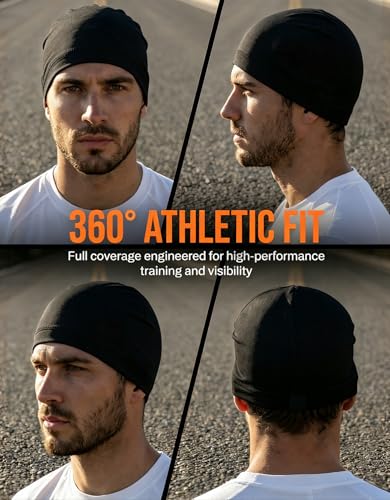 Image of Sweat Wicking Skull Caps Cooling Helmet Liner Hat Running Beanie Cycling Skullcap Sleeping Cap for Men Women
