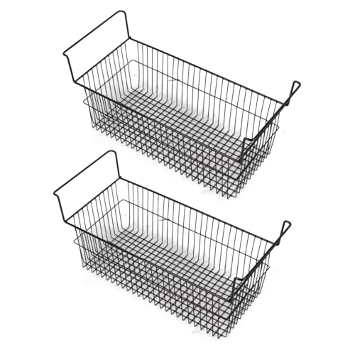 Haofy PE Recubrimiento de Alambre de Acero Negro Continadores de Alambre de de Calidad para Gelatinas o Mermeladas, Estante de Almacenamiento de Congelador de Cofre de 2 Piezas, Salas de Baño de