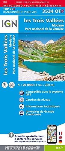 Télécharger Les Trois Vallées, Modane, Parc national de la Vanoise : 1/25 000, plastifiée-résistante Livre eBook France