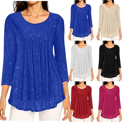 NUSGEAR Camiseta Mujer Manga 3/4 Blusas Casuales Túnica Elegante Suelta