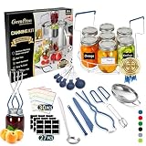Gemfino Canning Supplies Starter Kit with Canning Rack,Canning Kit for Beginners 11 Pcs, Jar Lifter, Funnel, Wrench, Tongs, Lid Lifter, Bubble Popper, Labels, Ladle, Measuring Spoon - Blue