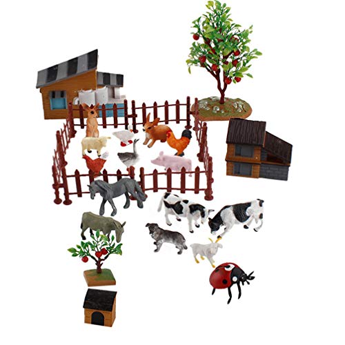 Balacoo 28 Stücke Bauernhof Tiere Figuren Mini Landschaft Dekoration DIY Mini Tiere Modellierung Spielzeug Simulation…