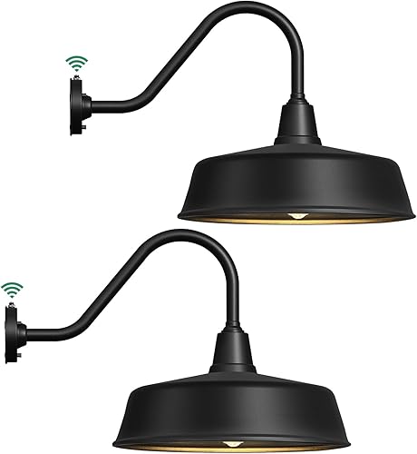 Miniatura 1 de Lzwelcy 18 Inch Large Outdoor Barn Gooseneck Lights, Dusk to Dawn Waterproof and Rust Resistant Farmhouse Barn Lights - for Garage, Porch, Outdoor