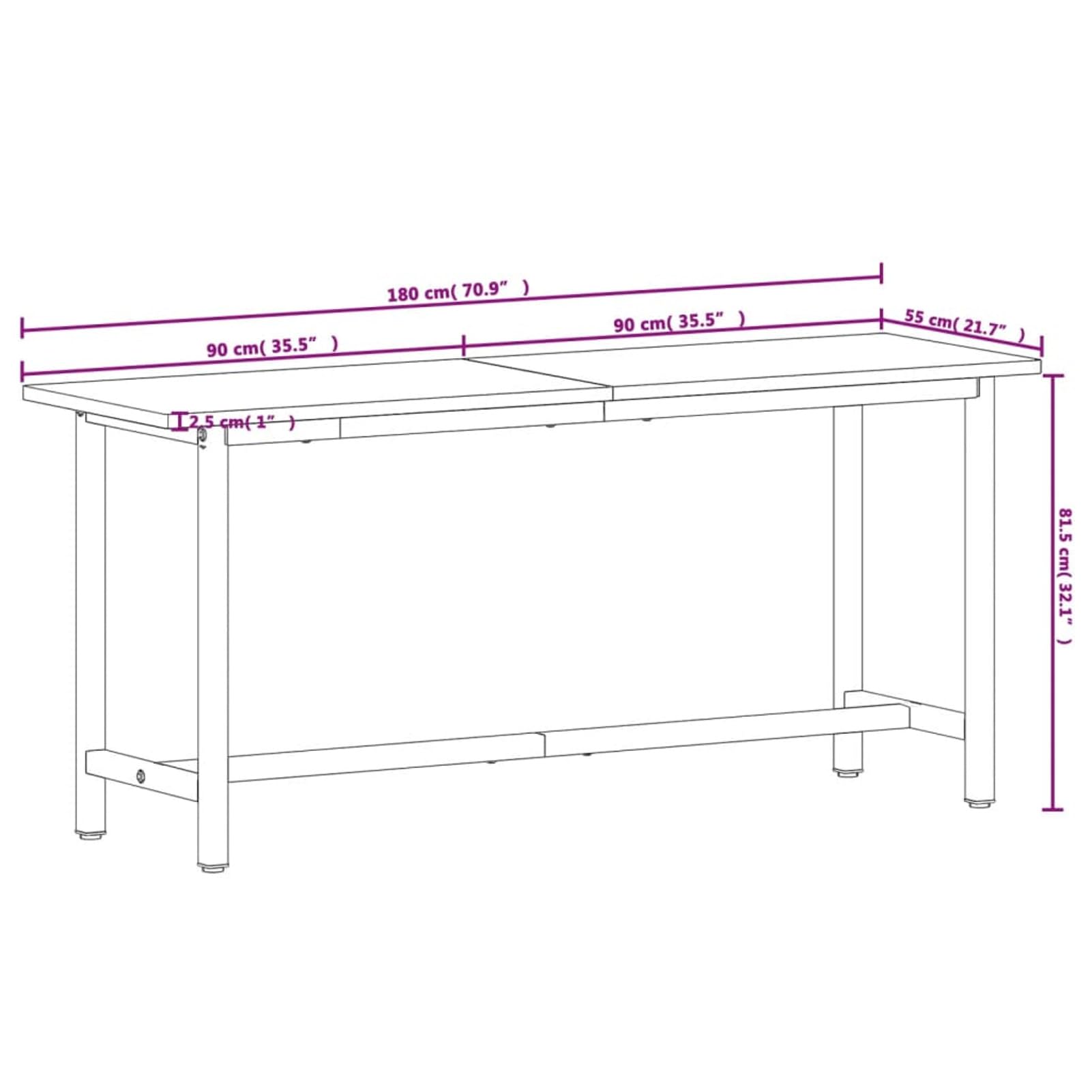 Banco da Lavoro 180x55x81,5 cm Legno Massello Faggio e Metallo,Banco da Lavoro,Banco da Lavoro Officina/Cucina,Armadi per Utensili-3188906