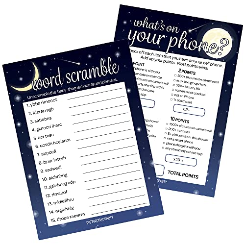 DISTINCTIVS Over the Moon Baby Shower Games, What's On Your Phone...