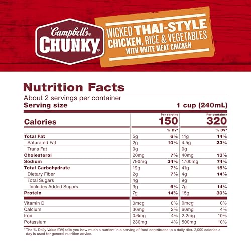 Image of Campbell's Chunky Wicked Thai-Style Chicken, Rice & Vegetable Soup, 18.6 Oz