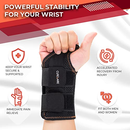 CURECARE Carpal Tunnel Wrist Splint, Breathable Wrist Splint for Men & Women, Wrist Brace Night Support with 2 Adjustable Straps, Wrist Brace for Tendonitis, Arthritis (Right Hand-Black, S/M) - Image 5