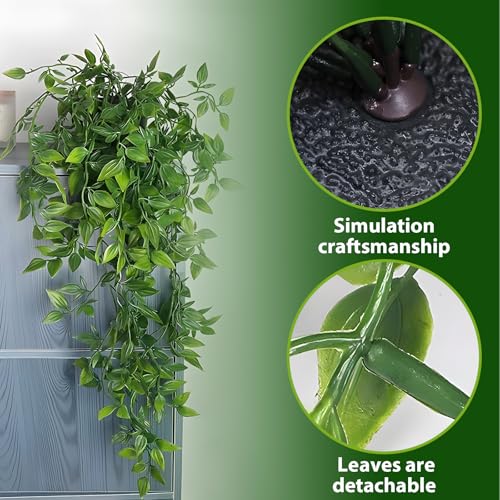 luluaday Artificial Hanging Plants, 4 Pack Fake Plants with Black Pots, Fake Ivy Faux Plant for Home Room Wall Shelf Bathroom Office Indoor Outdoor Decor - Cosy Home Interiors luluaday Artificial Hanging Plants, 4 Pack Fake Plants with Black Pots, Fake Ivy Faux Plant for Home Room Wall Shelf Bathroom Office Indoor Outdoor Decor - Image 4