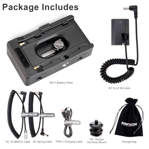 Placa adaptadora NP-F a LP-E6 con cable CC para Blackmagic Pocket 4K 6K 7