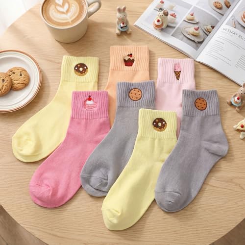 Image of Eurzom 10 Pairs Socks Womens Crew Elastic Ankle Length Cotton Socks Aesthetic Cute Lightweight Low Cut Gifts for Women