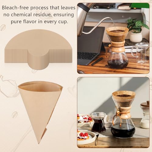 Image of LemonRoad 200 Count Coffee Filters Natural Unbleached Bonded Paper Half Moon Pre-folded Filters Fits 3-6 Cup & Most Conical Pour over Coffee Makers