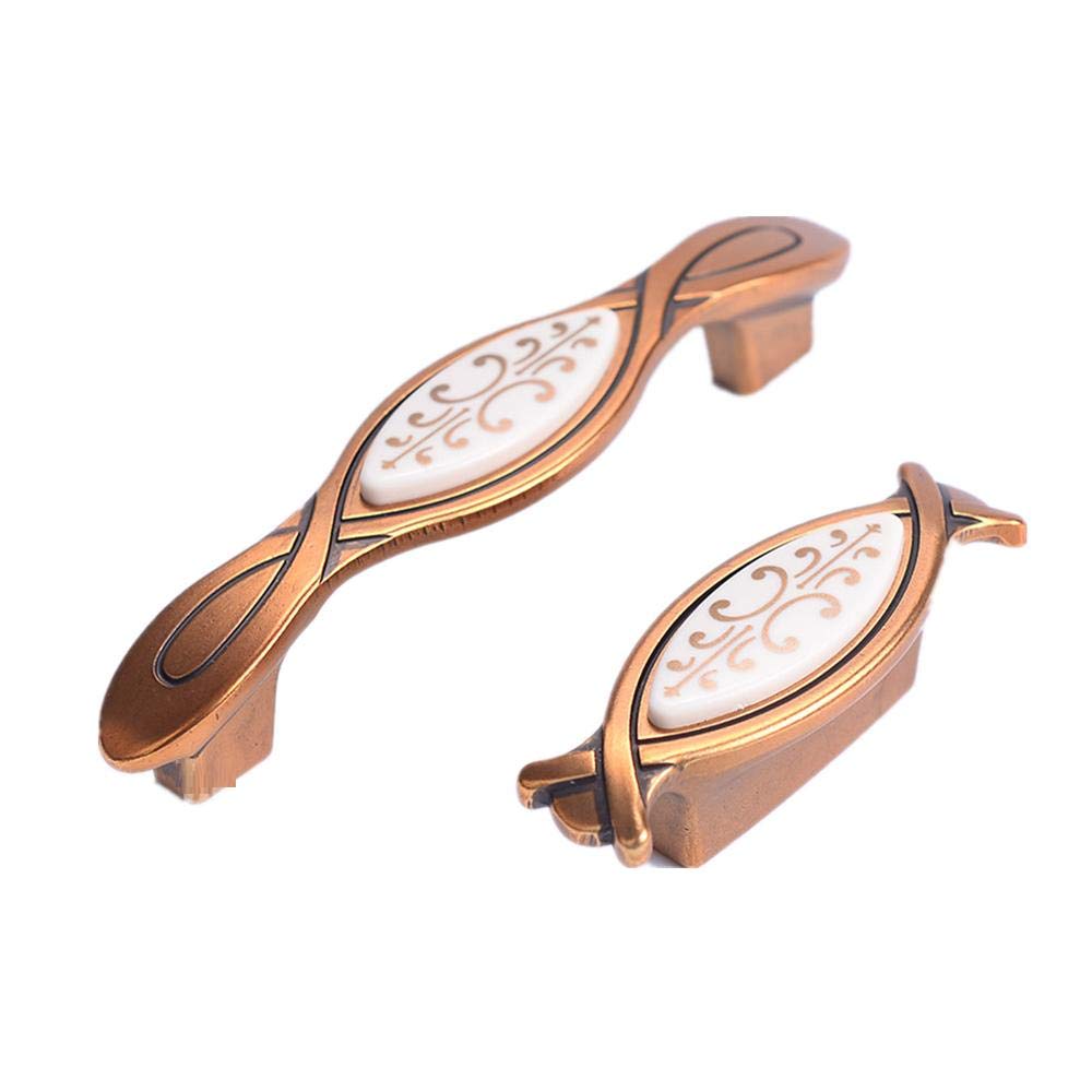 Stnyanxd 96Mm White Plastic Antique Cabinet Drawer Handles 2Pcs Golden Zinc Alloy Wardrobe Door Hardware Accessories 32Mm Coffee Ancient White(96Mm White Plastic)
