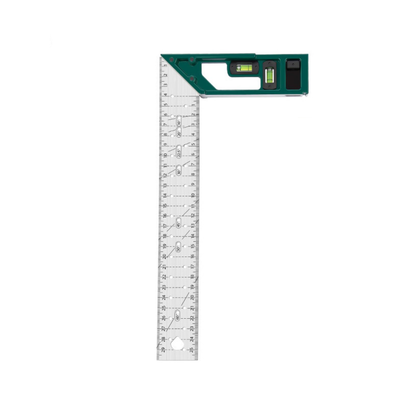 Zepfjhe 300Mm Stainless Marking Gauge Ruler Woodworking Carpenter Tools With Bubble Levels Manual Tool L Shape Square Multifunction Gauge