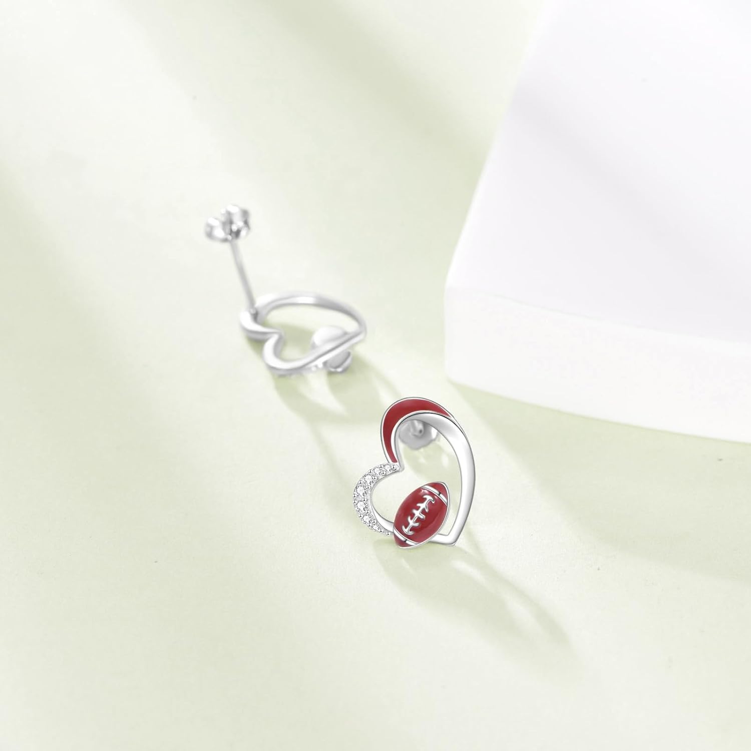 Football Earrings 925 Sterling Silver Football Stud Earrings for Women Mom Foot Ball Sport Jewelry Gifts for Football Lover Player - Image 2