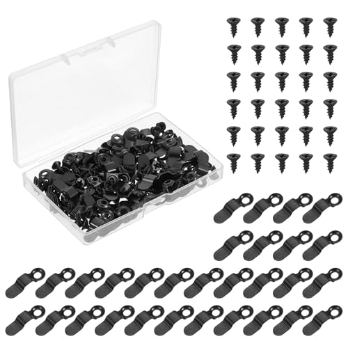 Image of uxcell 100Pcs Picture Frame Turn Button, Frame Backing Fasteners with 100Pcs Screws, Frame Clips Hardware for Hanging Pictures Photos Posters, Black