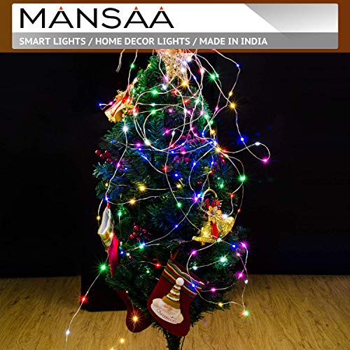 Image of MANSAA M6 USB LED String Light | 10 Meter 100 LEDs | Multicolor | USB Operated | Home Decor LED Light | Pack of 2
