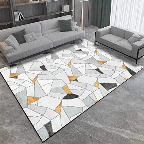 Grand tapis de salon 180x250 lavable géométrique moderne gris