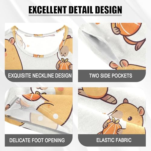 ALAZA Cute Beaver Pajamas Short Sleeve 2 Piece Sleepwear Top and Bottom Pajama Set Unisex4