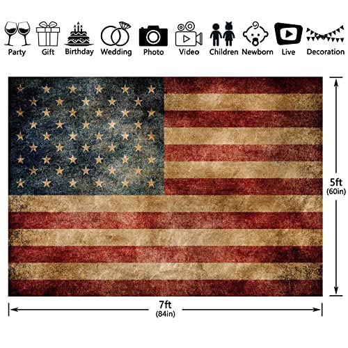 Swepuck 7x5ft Independence Day American Flag Photography Backdrop 4th of July Patriotic Background Veterans Day Party Decorations Photo Booth Banner Props