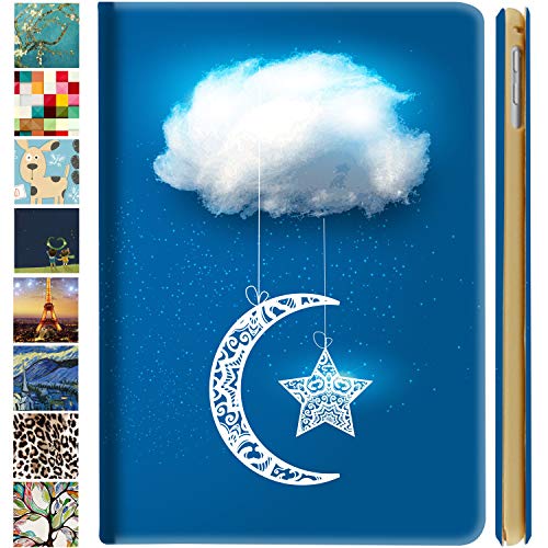 Image of iPad mini 5th Mini 4th Generation 7.9 Inch [ Mini 5 4 ] A2133 A1538 MK6K2HN /A MK6J2HN /A MK6L2HN /A MUQY2HN /A MUQW2HN /A Ultra Slim Printed Smart PU Leather Flip Folio Book Cover - Moon & Star