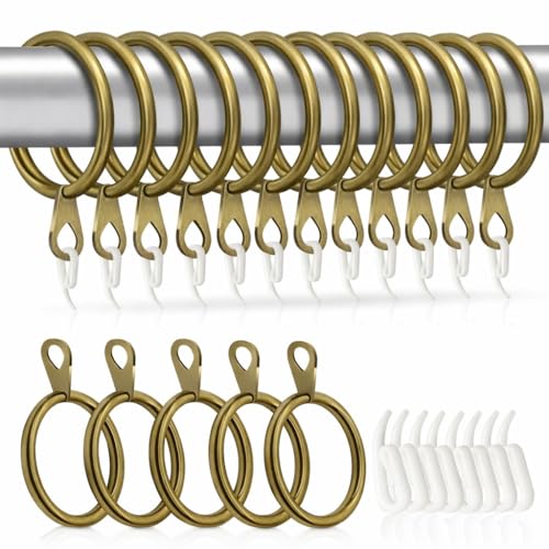 HOMMAKR 24 Pcs Brass Curtain Rings 32mm Ancient and Excellent Metal Brass Curtain Ring with Eyelet for Hooks Rustpoof Cutain Rail Rings for Window Rods Shower Curtains