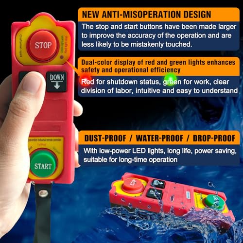 Bigorenda 1760lb Electric Hoist with Remote Control/Wired Control, Electric Hoist 2 in 1, 110v Electric Hoist with Single/Double Slings,65.6/33ft Lifting Height, for Factory Attic Garage Warehouse