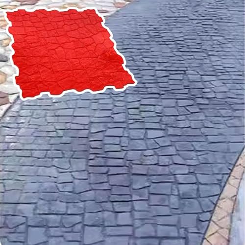 Estampado de hormigón con patrón de baldosas de piedra antigua, tapete texturizado en relieve de hormigón sin costuras, encofrado de piedra de malla irregular for pavimento, entrada de vehículos, pati