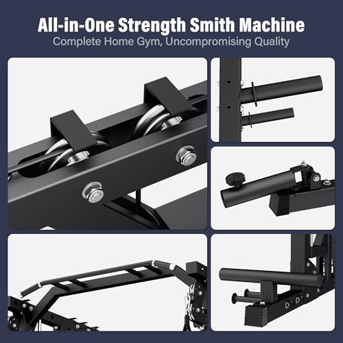Major Fitness Drone2 Advanced Training Smith Machines– All-in-One Home Gym Squat Rack with Aluminum Pulley Set , Weight Bar, Dual LAT Pull-Down Systems & Cable Crossover Machine for Full-Body Workouts - Image 3