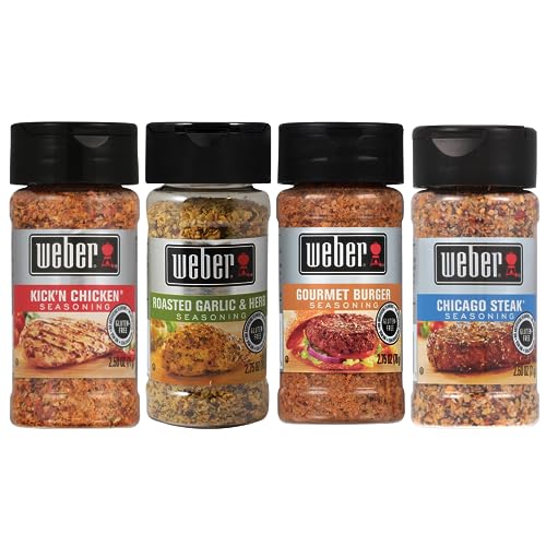Weber Ultimate Grilling Spice Set with Roasted Garlic & Herb, Kick'n Chicken, Gourmet Burger, and Chicago Steak Seasonings