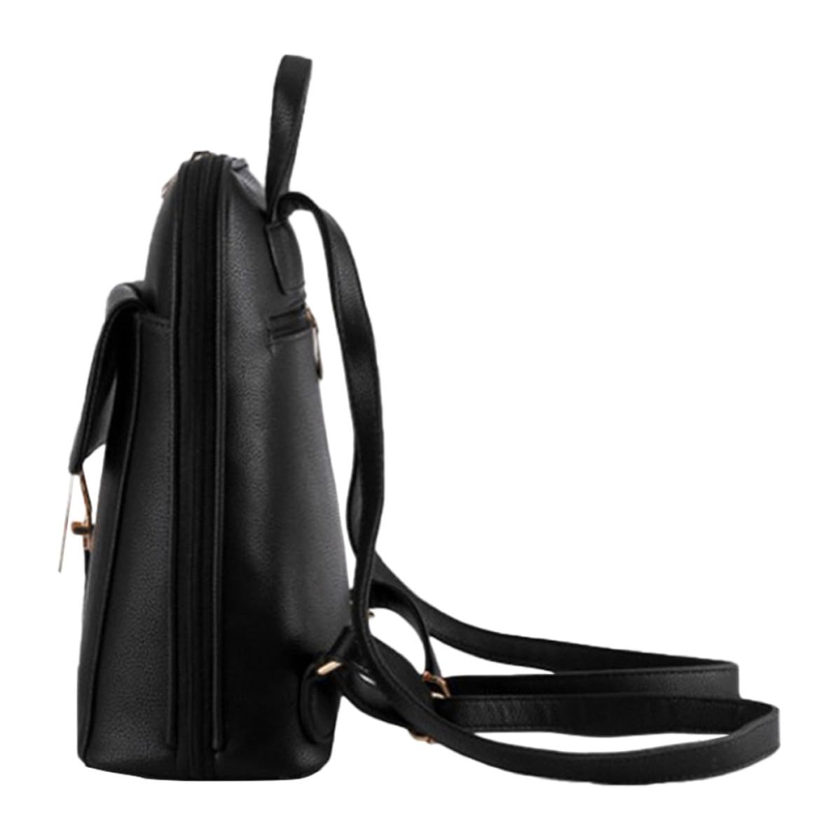 Artibetter Mochila de Mujer, Bolso Mochila Casual de PU Negro, Correa Ajustable al Hombro, Portátil, para Estudiantes y Mujeres, Cierre Suave