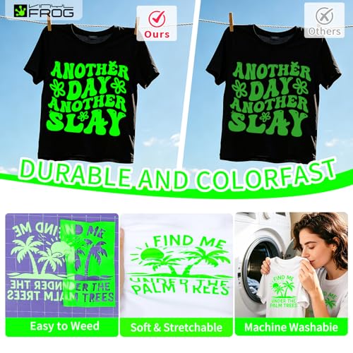 Image of Heat Transfer Vinyl Roll PU Neon Green HTV 10 inch x5FT for T-Shirts | Neon Green Iron on Vinyl for T-Shirts, Stretchy & Machine Washable Heat Press Vinyl for DIY Craft Designs