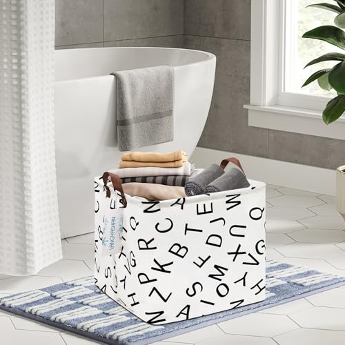 Image of Square Storage Baskets Children Shelves Gift Toy Organizer Room Alphabet | Laundry Hamper Collapse Canvas with Handles for Organizing Home Kitchen Children Toys Office Closet Shelf
