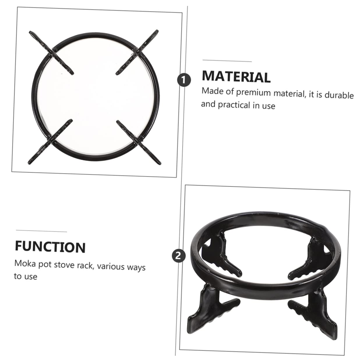 jojofuny Soporte Fácil, Cafetera Gas y Hierro Estufa Negro de para Piezas de Multifuncional de Retirar Paquete de 2 Adecuado para Cocina y Escritorio