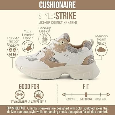 CUSHIONAIRE Women's Strike Chunky Sneaker +Memory Foam, Wide Widths Available