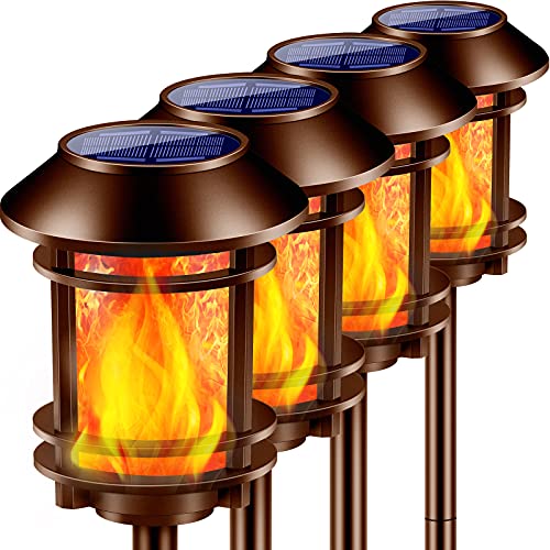 TomCare Solar Lights Flame Solar Torch Lights Brown