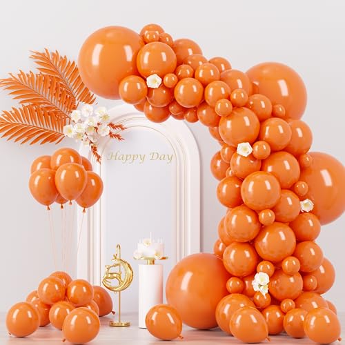 Image of Voircoloria 130pcs Orange Balloons Different Sizes 18 inch 12 inch 10 inch 5 inch Orange Matte Latex Balloons for Boys Girls Birthday Baby Shower Gender Reveal Wedding Gender Reveal Autumn Party Decorations