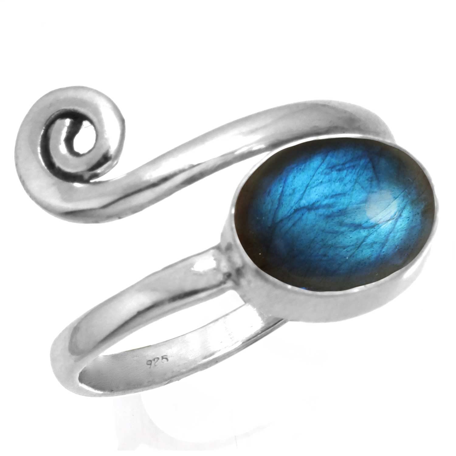 Natural Gemstone Toe Ring For Women Crystal, Turquoise, Onyx, Pearl Oval Boho Genuine 925 Sterling Silver Handmade Body Jewelry-image-28