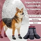 Voarge 4 Stück Hundesocken mit rutschfesten, Socken für Hunde Verstellbarer, wasserdichte Antirutschsocken für kleine, mittlere und große Hunde, XL