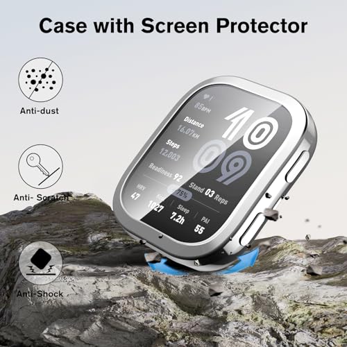 Image of Fintie 3 Packs Screen Protector Case Compatible with Amazfit Bip 6, Soft TPU Plated Bumper Full Protective Cover Cases Scratch-Proof, Black /Clear /Silver