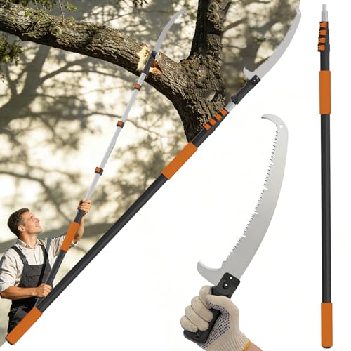 Image of Buyplus 26FT Reach Pole Saws for Tree Trimming, Pole Saw with 5-20FT Telescoping Extension Pole, Pruning Saw with 24 inch 3X Detachable Saw, Non-Slip Handle, Tree Trimmer for Garden Yard Palms Shrubs
