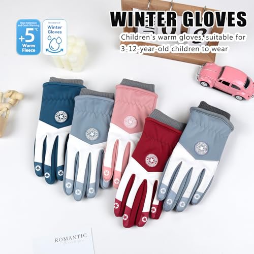 Image of PARDUS Kids Sport Gloves - Fleece Lining for Warmth, Suitable for Primary School Boys and Girls, Thickened for Biking and Snow Play, Windproof and Waterproof Cycling Gloves