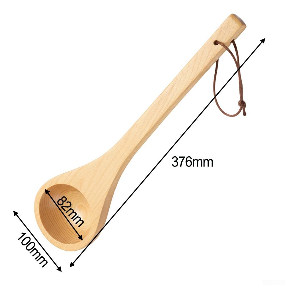 Louche de sauna en cèdre thermostable avec bords arrondis et bec conique