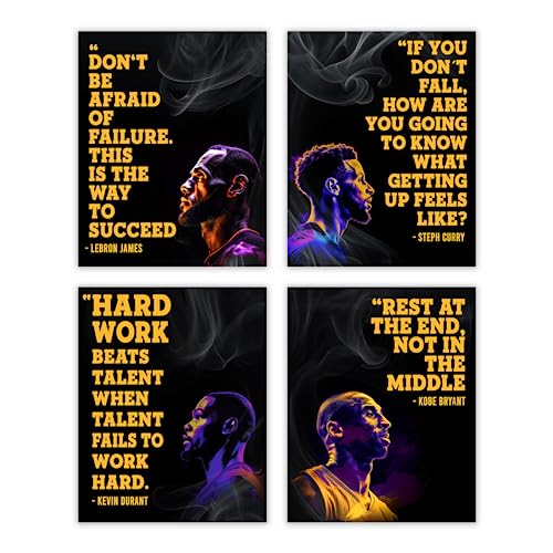 Inspirational Basketball Quotes Wall Art Set of 4, 8x10